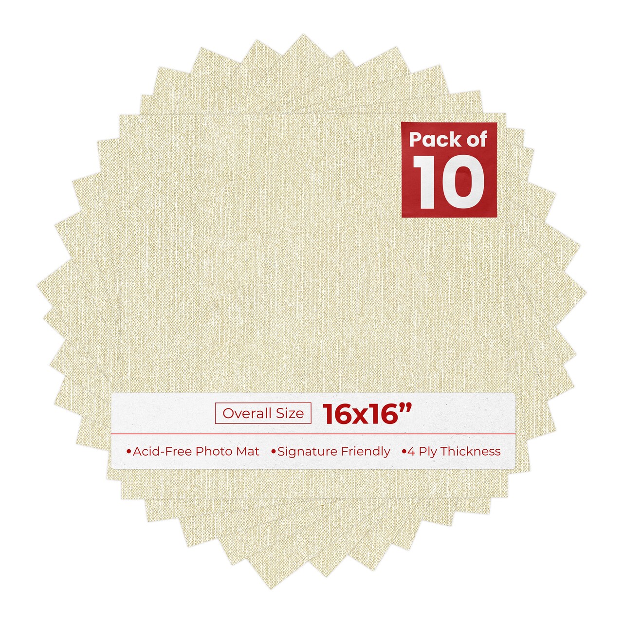 Off White Canvas 16x16 Uncut Mat Board - Blank Sheets, No Opening